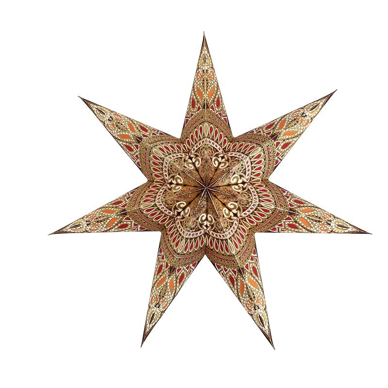Khidki Braun/Goldglitter, 7 Zacken , 60cm